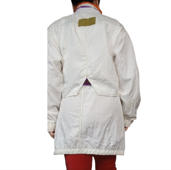 Vintage Pizazz White Utility Jacket Purple Orange Accents 80s 90s Retro  Small - Picture 4 of 4